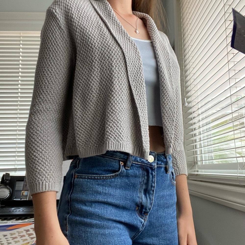 Loft Sparkle Gray Cardigan Blazer